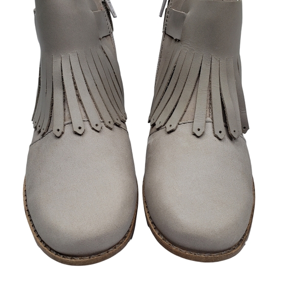 Marc Joseph | NIB Green Point Light Grey Nubuck Fringe Leather Ankle Booties 1 - Picture 4 of 14
